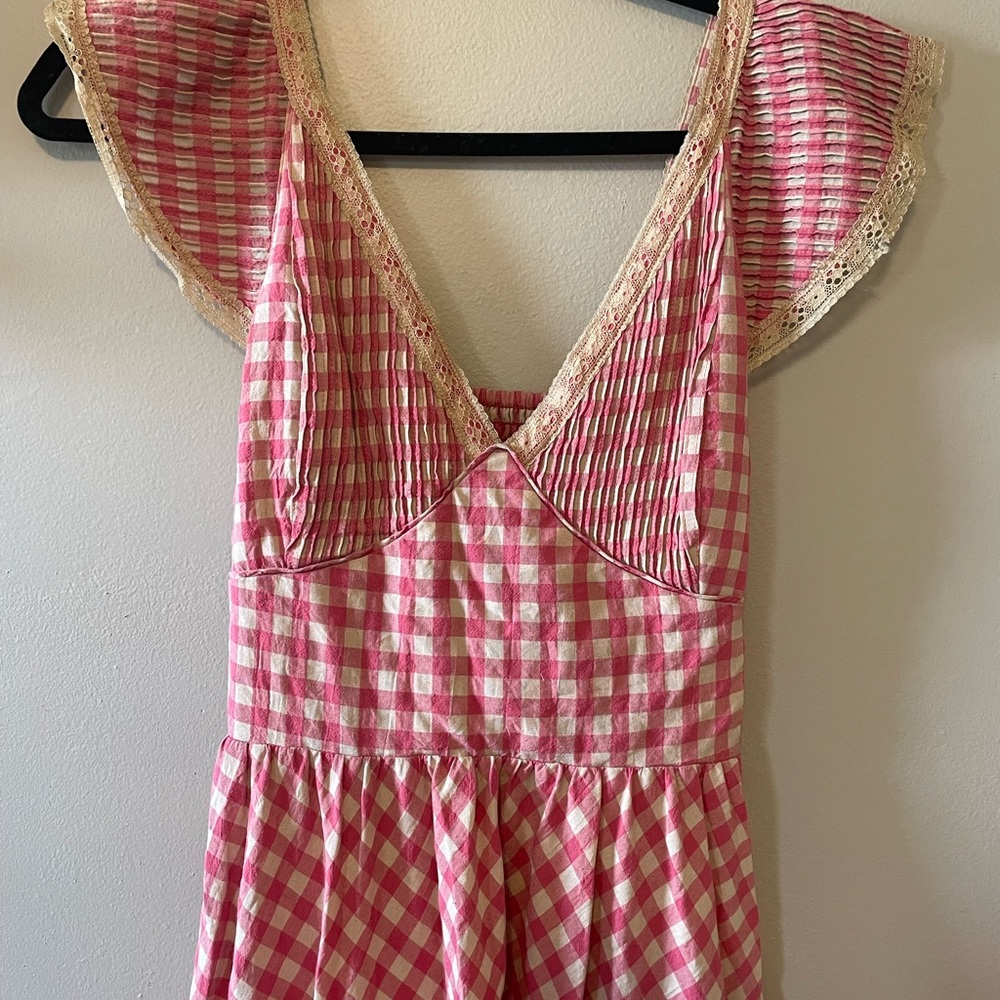 Find Me Now Red and Cream Gingham Midi Dress - Picture 2 of 8